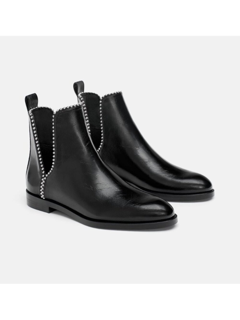 NWT Zara 🖤🩶🖤  Woman Flat Ankle Boots/Booties with Openings - BLACK